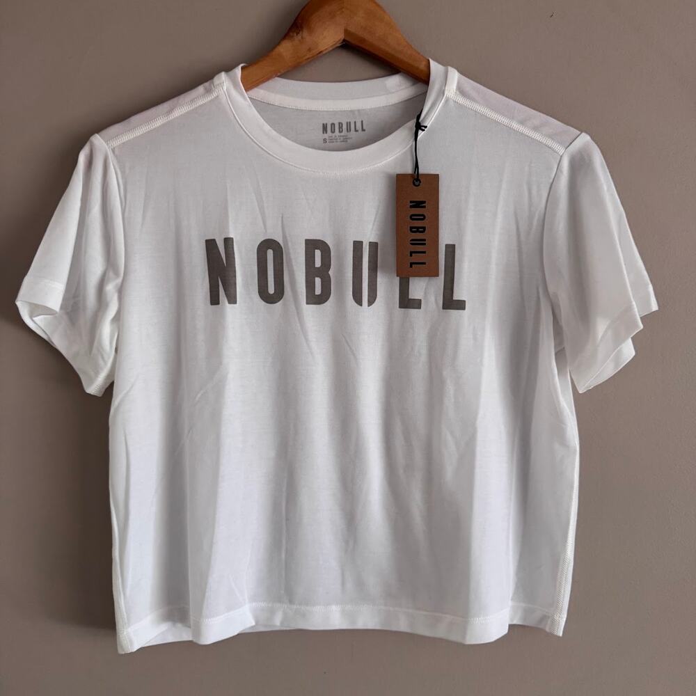 NOBULL Women's White Boxy Athletic Tee Size Small New Workout Top